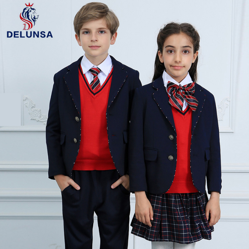Custom Children School Uniform Design Blazer Top And Pants
