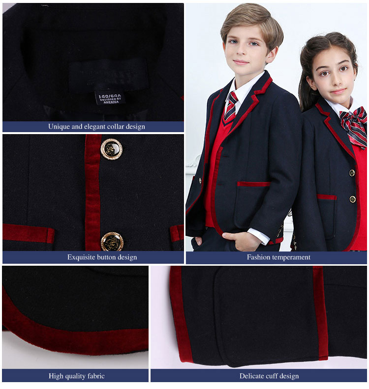 Custom Comfortable School Uniform Blazer Sets Shirt Set for Primary And Middle School
