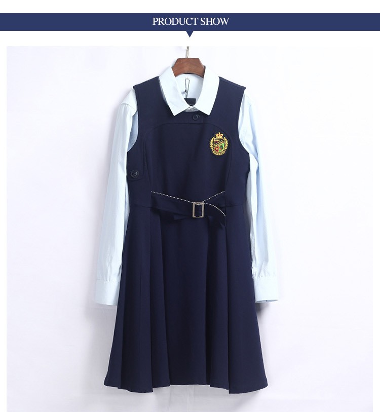 Custom School Dresses Uniform Long Sleeve Jumper Skirts Suits for Girls