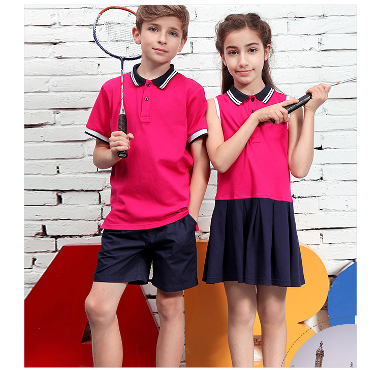 Custom Pink Child School Polo Shirt Kids Designer Tracksuits School Tracksuit