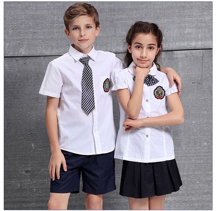Summer Short Sleeve Boys And Girls Children White Best School Uniform Shirts