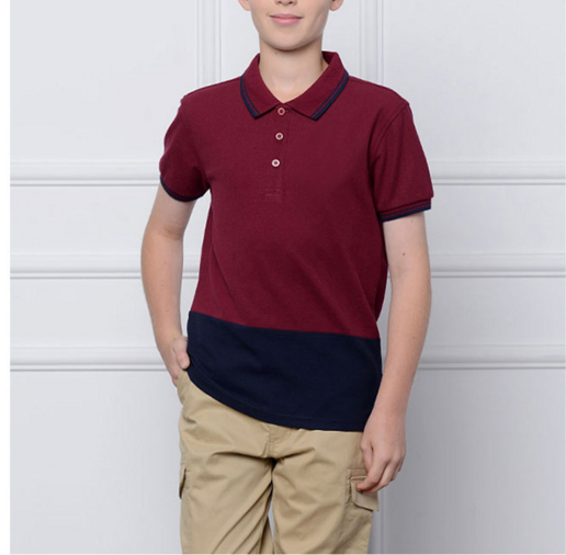 OEM Service Custom Fashion Design Short Sleeve Contrasting Colors Boys Polo Shirts