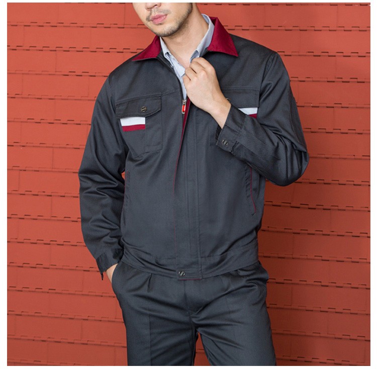Custom Worker Clothes Car Wash Zipper Long Sleeve Uniform Suit with Pocket