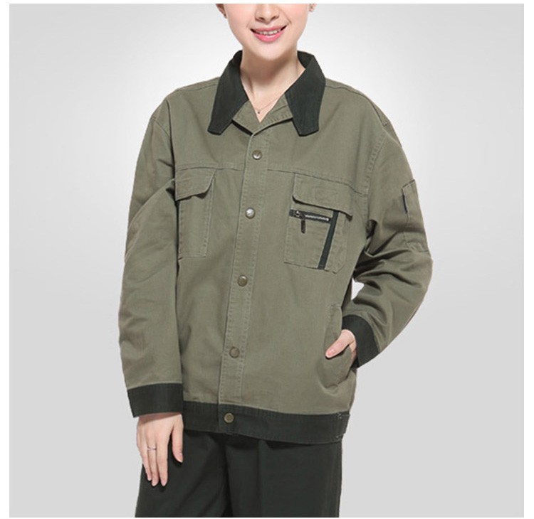 Custom Design Dark Green Long Sleeve Unisex Work Uniform Factory Workwear Jackets with Pocket