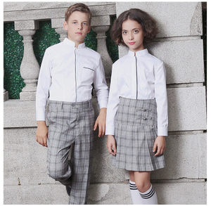  Summer Autumn Chinese Style Primary School Clothes for Girls Cotton White School Uniform Shirt 