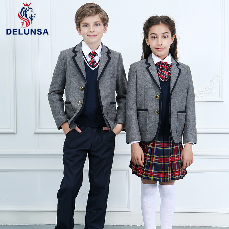 Wholesale Custom Primary School Uniform Blazer School Girls Plaid Skirt Uniform