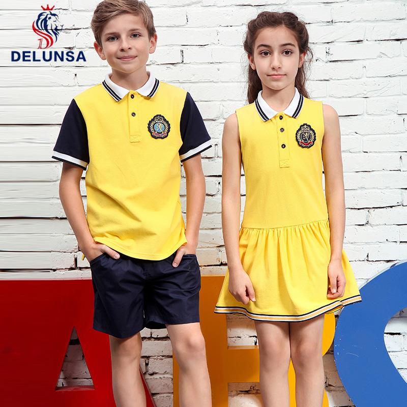 Custom Design Yellow School Uniform Tracksuit Summer Sport Shirt Uniform