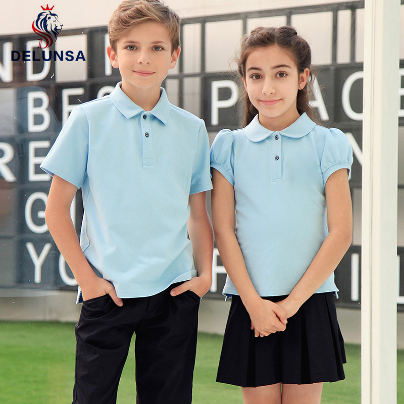 Custom Kids School Tracksuits Light Blue Breathable Boys And Girls School Uniform