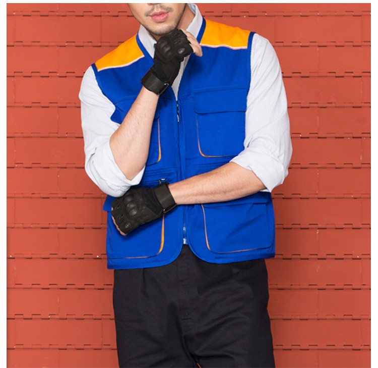 Factory Autumn Sleeveless Color Combination Worker Zipper Uniform Vest