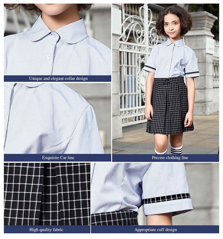 Customized Style Summer Autumn Primary Cotton White School Uniform Shirt 
