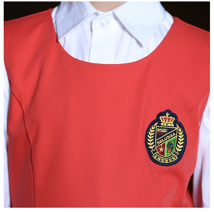 Custom School Girl Uniform Red School Girl Dress Uniform Girls School Pinafores