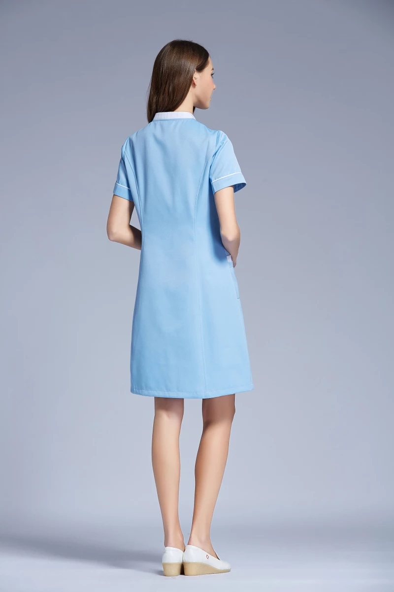 Custom Blue White Nurse Uniform Dress Spa Nursing Medical Uniform