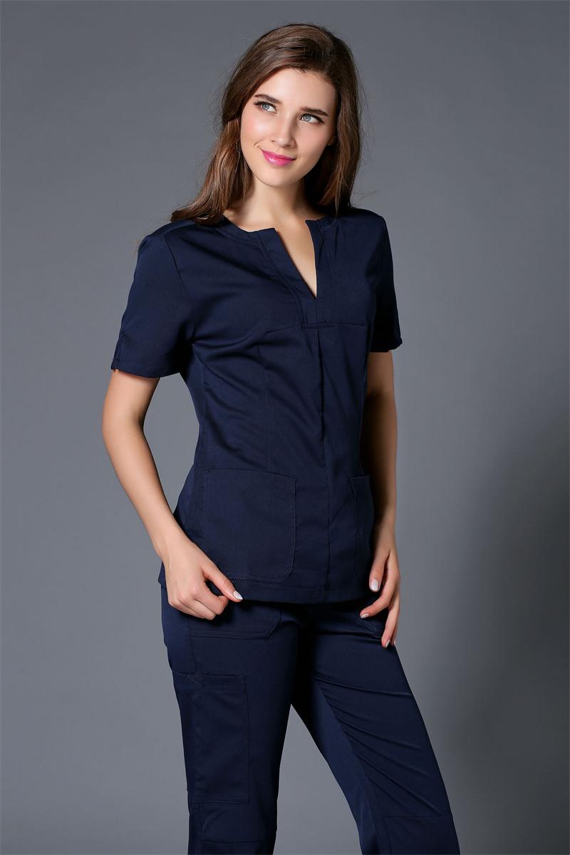 Doctor Medical Scrub Blouses V-neck Nurse Uniform Hospital Medical Scrubs Tops Suit Beautician Work Clothes