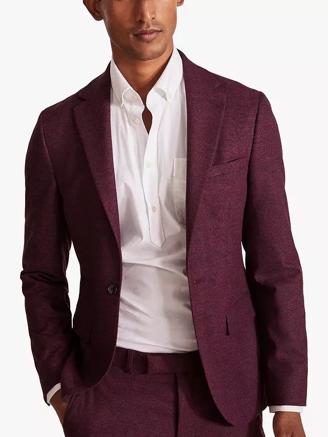 Custom Design Fashionable 100% Wool Dark Red Single Breasted V-neck Wedding Men Suits