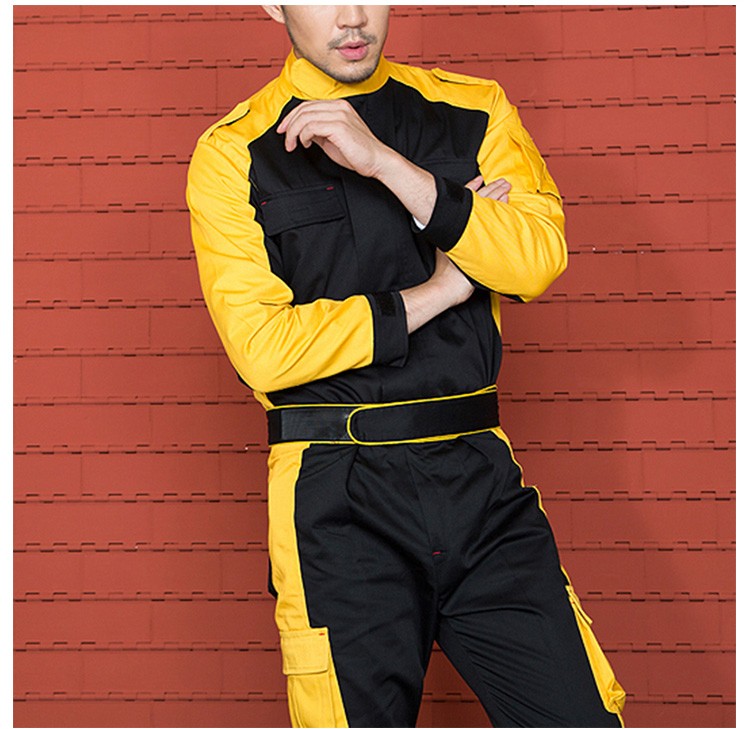Custom Design Fashion Color Combination Racer Long Sleeve Work Uniform Coat And Pants