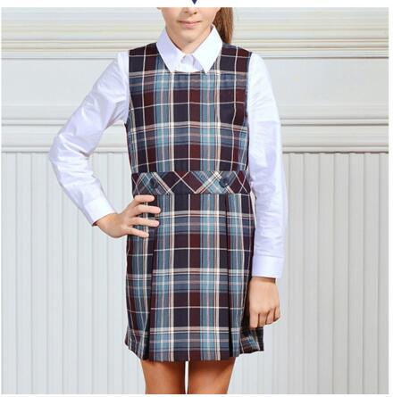 Fashion Girls School Uniform Manufacturer Jumper Skirt Shirt Dresses School Dress for Girls