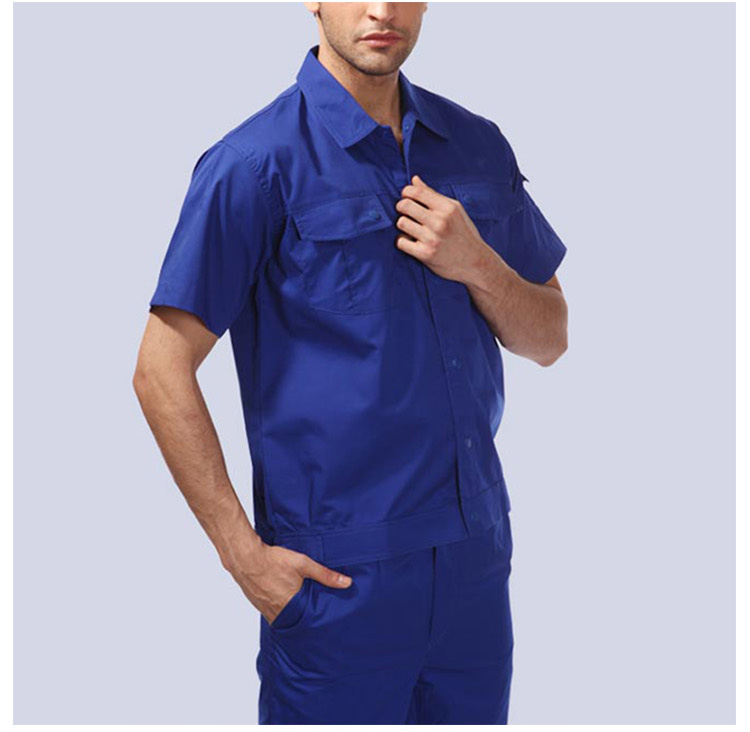 Custom Design Professional Industrial Mechanic Construction Workwear Solid Color Short Sleeve Working Uniforms