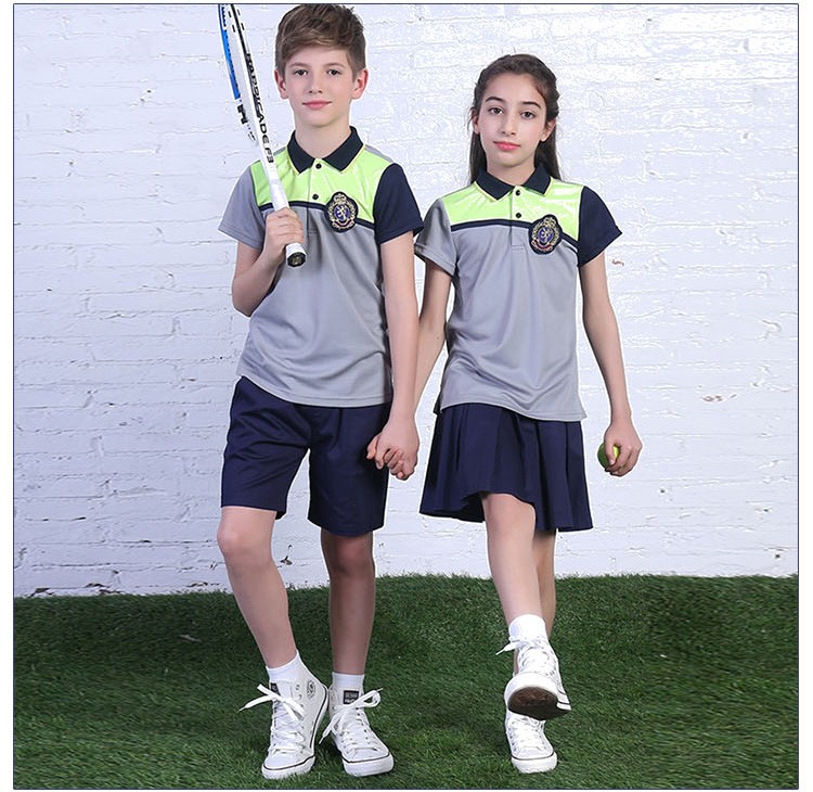 Custom Design Summer 2 Pieces Short Sleeve Fashion Children Tennis Sportswear