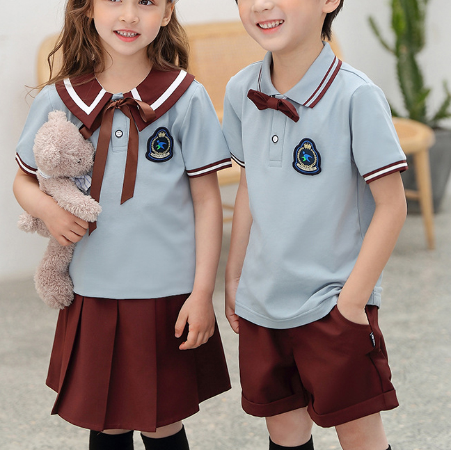 Summer Kindergarten Short Sleeve Color Combination Kids Student Uniforms for School