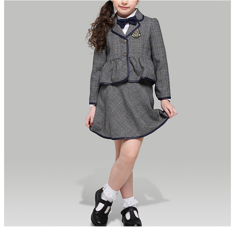 Custom Unique Design International Middle Girls School Uniform Blazer Skirt Suit