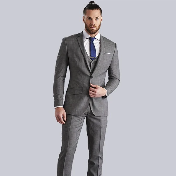 Custom Design Formal Occasion Party Single Breasted V-neck Dark Grey Suits for Men