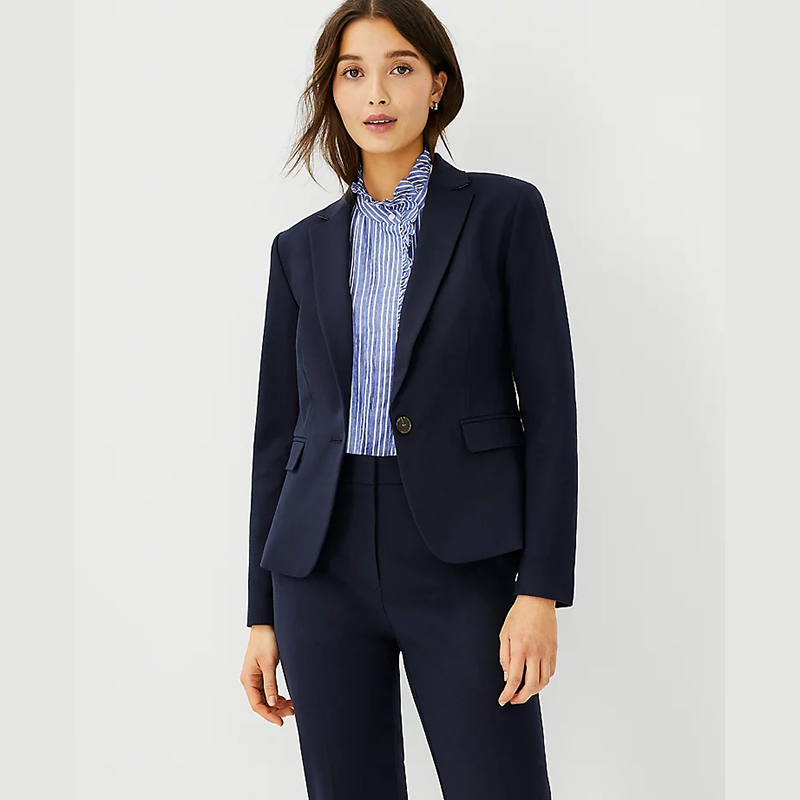 Custom Design Dark Blue Long Sleeve Long Sleeve Single Button Office Lady Suit
