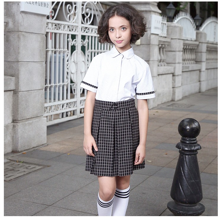 Customized Style Summer Autumn Primary Cotton White School Uniform Shirt 