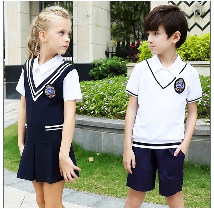 Custom Design Summer International Kindergarten Short Sleeve Boys And Girls Uniform Suit