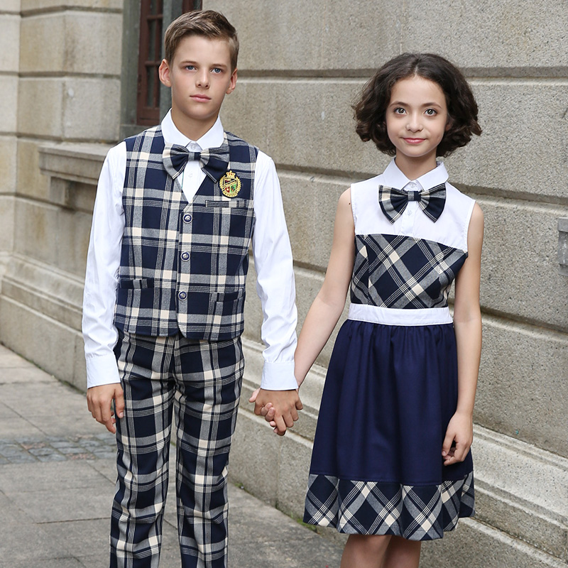School Uniforms Wholesale Customized Plaid Pattern Boy And Girls School Pinafore