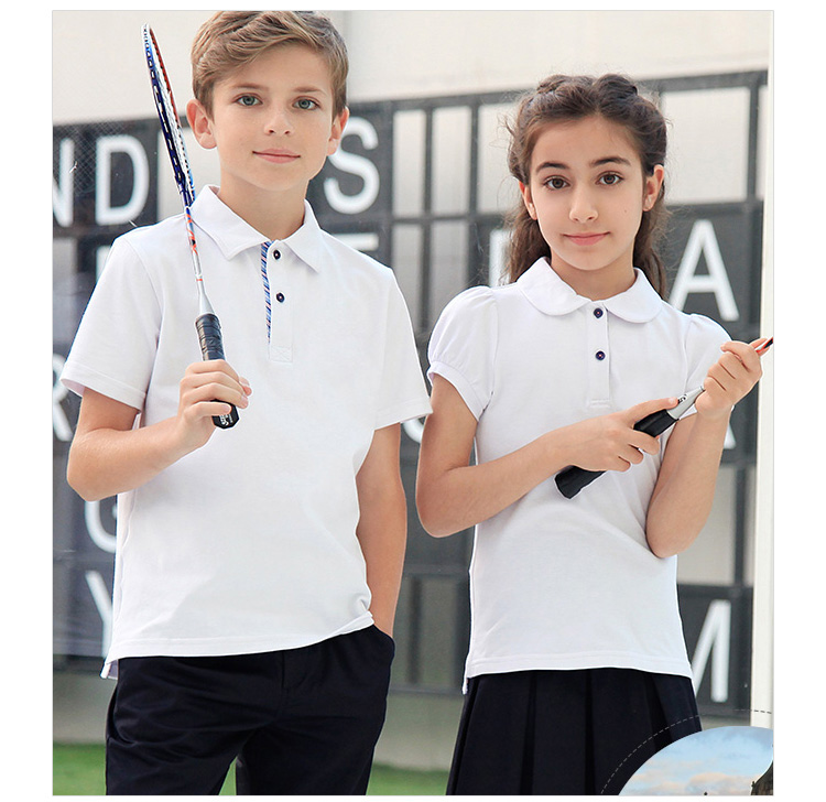 Custom White School Uniform Short Sleeve Polo Shirts Gym Tennis Kids Tracksuit Sets Design