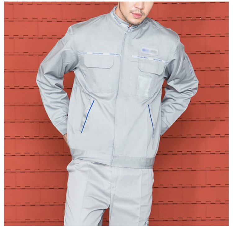 Solid Grey Color Long Sleeve Repairman Working Uniform Coat And Pants with Pocket