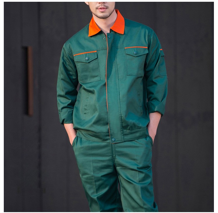 Wholesale Dark Green Unisex Zipper Long Sleeve Work Uniform with Pocket 