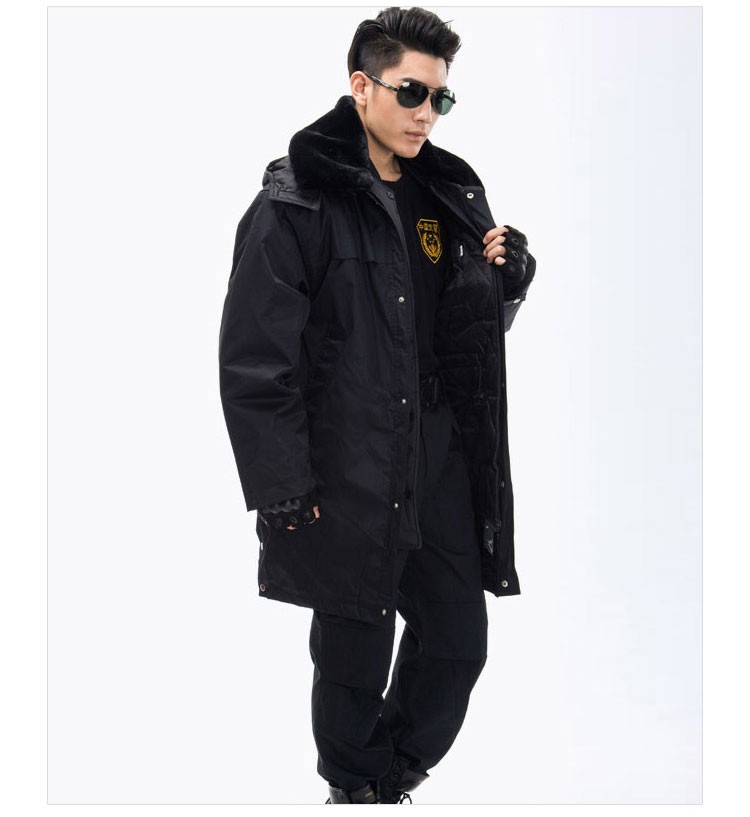 Custom Design Warm Safe Guard Jackets Winter Mens Security Uniform Long Coats