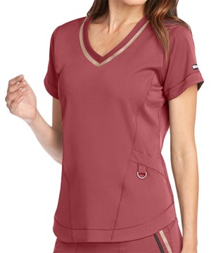 Fashionable Nurse Uniform V-neck Short Sleeve Solid Scrub Top
