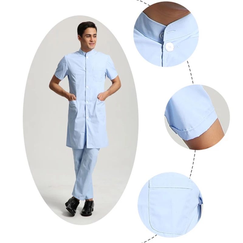 Hospital Surgical Doctor And Medical Nurse Working Uniforms Doctor White Lab Coat with Pockets