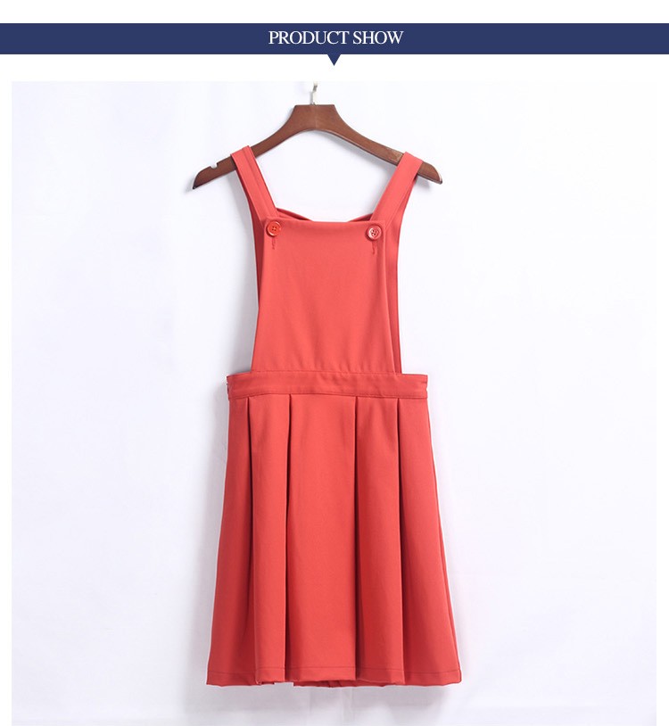 Custom Design Girl Uniforms Red Skirts Pinafore School Uniforms Girls Strap Dress