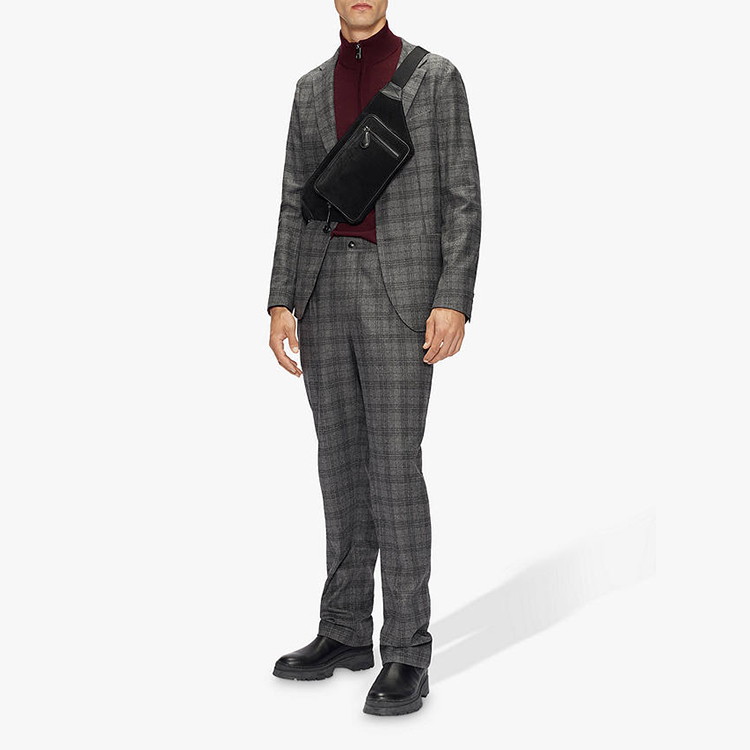 Custom Design Young Men Casual Single Breasted Dark Grey Plaid Woven Suit