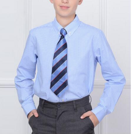 Long Sleeve Child Plaid Shirt Single Breasted High Quality School Boys Shirt Uniform